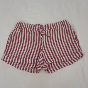 Old Navy Red and White Striped High Waist Shorts